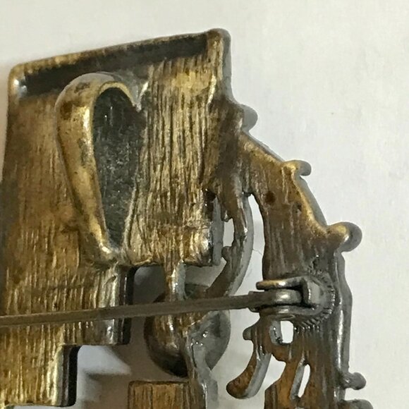 Costume Fashion Jewelry Metal Brooch Pin Pendant Art Deco Inspired OOAK Preowned - Picture 7 of 7